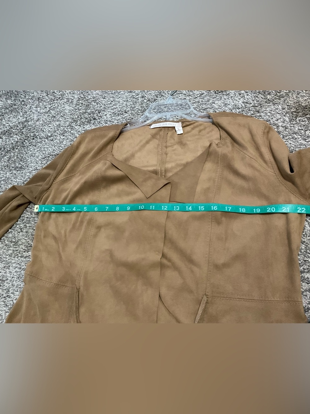 Chelsea & Violet Suede-Look Open Front Jacket in Camel Brown Large - Picture 7 of 8